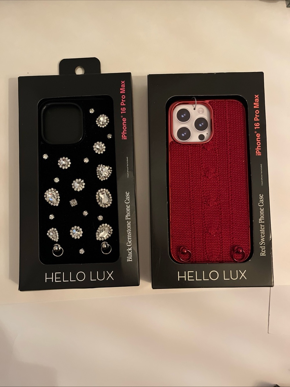 Lot of 2 Hello Lux iPhone 16 Pro Max Strap-Ready Premium Cases - NEW